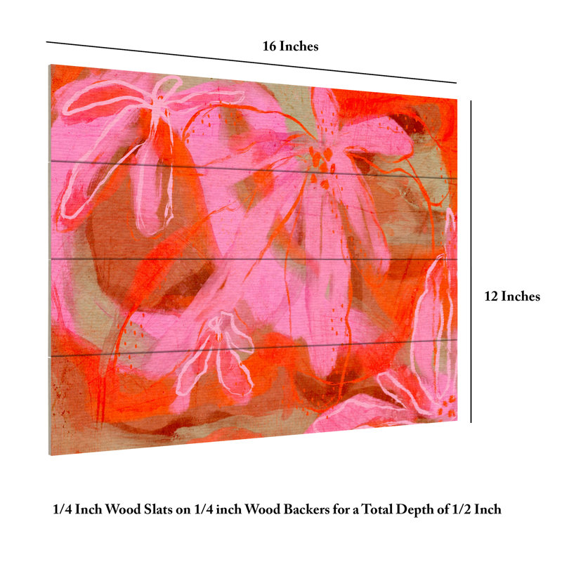 Treechild Coral Flower Rythm Wood Slat Art, H 12 po x l 16 po