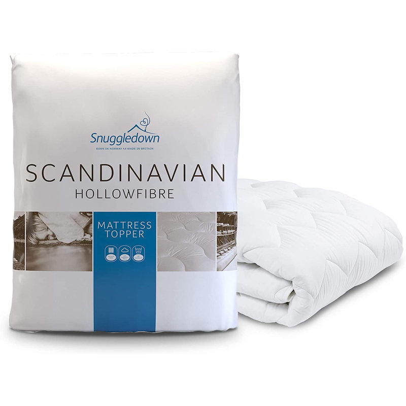 Snuggledown Scandinavian Hollowfibre Quilted Soft Touch Mattress Topper Machine Washable, Super King (6')
