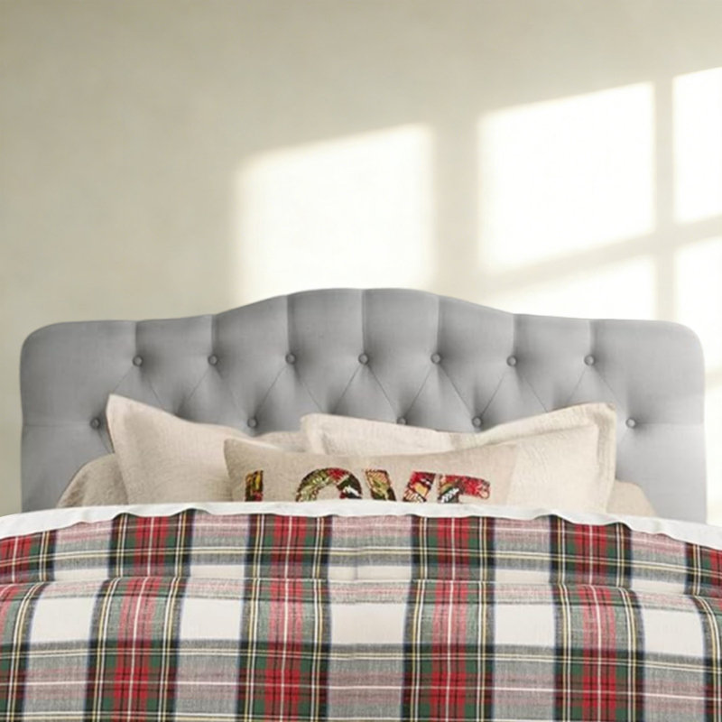Tête de lit capitonnée et capitonnée, tête de lit en bois massif avec pieds en bois, tête de lit à hauteur ajustable de 37 po à 51 po, tête de lit en tissu au design moderne