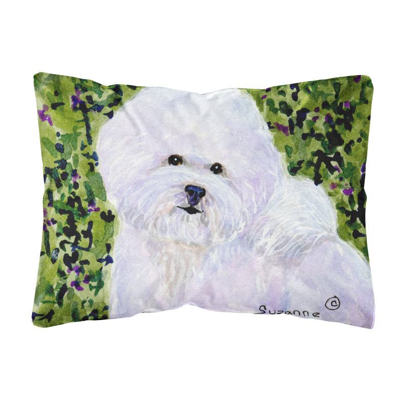 Coussin intérieur/extérieur vert/whitethrow bichon bichon frisé