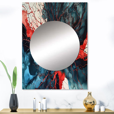 Encre liquide captivante III de Chalus, bleu et rouge, miroir géométrique unique, impression sur métal