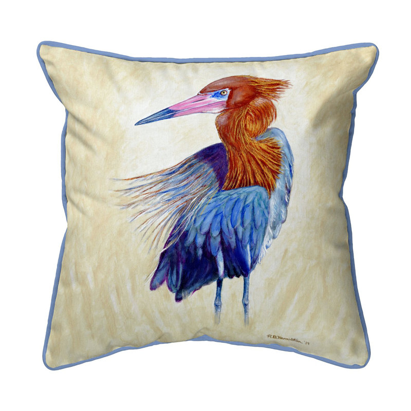  Housse et insert de coussin carré rouge Reddish Egret Portrait