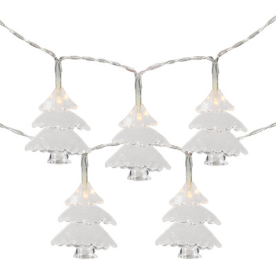 10-Count LED Clear Winter Trees Micro Christmas Light Set 3Ft Clear Wire