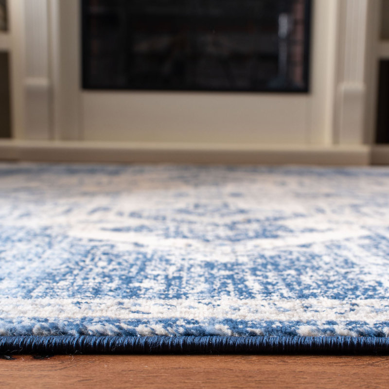Aurelle Oriental Navy Area Rug, Rectangle 9' x 12'