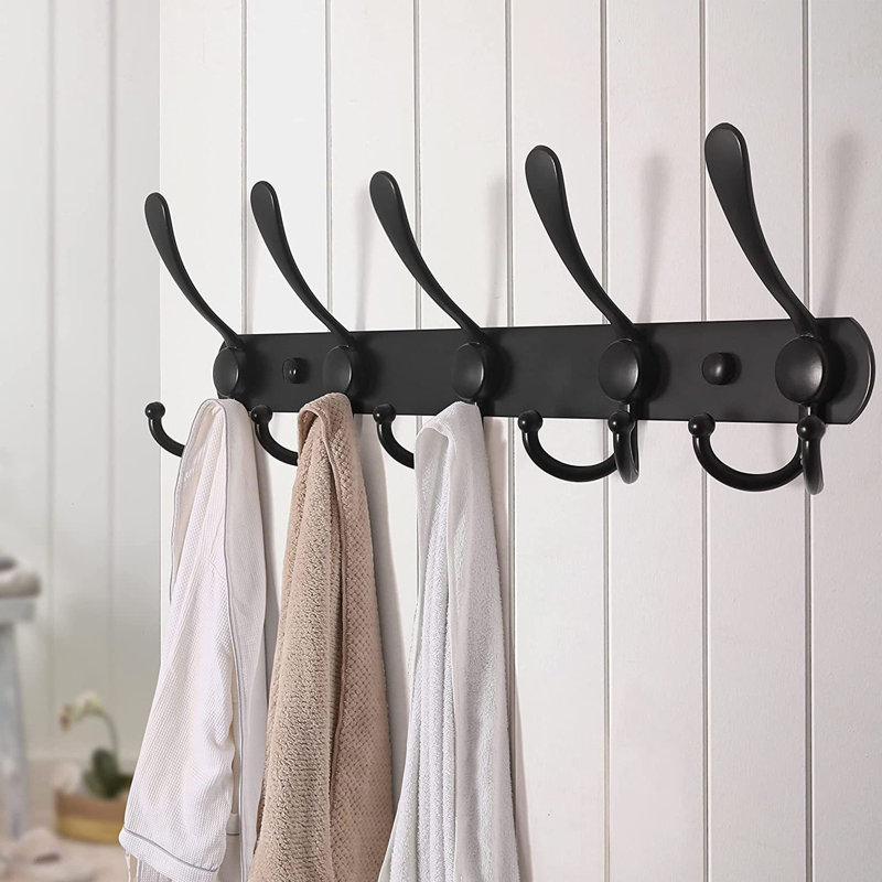 Stainless Steel Wall 10 Hook Wall Mounted Coat Rack Black