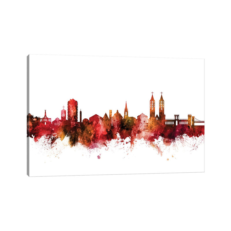 Kassel, Germany Skyline by Michael Tompsett - 1 Piece Wrapped Canvas Wall Art, 20.32 cm H x 30.48 cm W