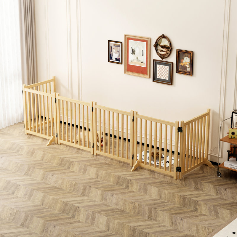 Chien en bois à 6 panneaux pour les portes et les escaliers, barrière intérieure autoportante pour animaux de compagnie, conception pliante, aucun assemblage requis, pliage double face flexible, petits animaux de compagnie idéaux, utilisation pliable de 31 po de hauteur