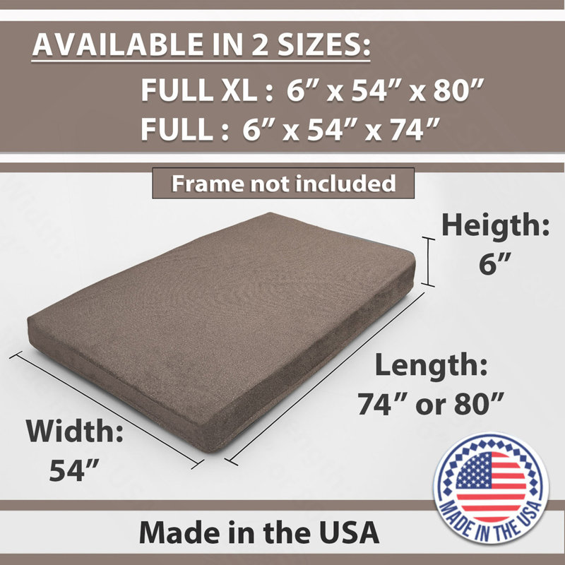 Memory Foam Infused Futon Mattress Full XL – Washable Removable Cover, Heavy-Duty Zipper, Thick Foldable Sofa Bed Cushion For Guest Room, Apartment, Dorm (Frame NOT Included)