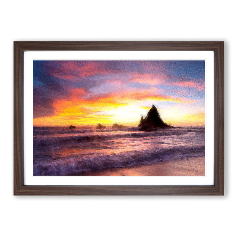 Martins Beach - Picture Frame Painting Print, Walnut Framed, 36cm H x 48cm W x 2cm D
