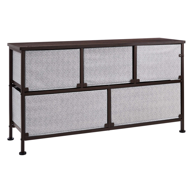 Commode 5 tiroirs l 40,2 po, Gris
