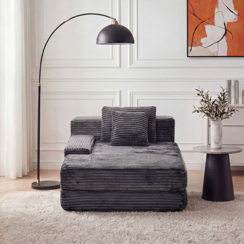 Très grande chaise longue d'intérieur Eliam, Gris
