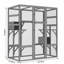 Grand enclos pour chat d'intérieur / extérieur en bois 70 po avec plateformes multi-niveaux, maisons de repos doubles et portes verrouillables sécurisées pour chats multiples