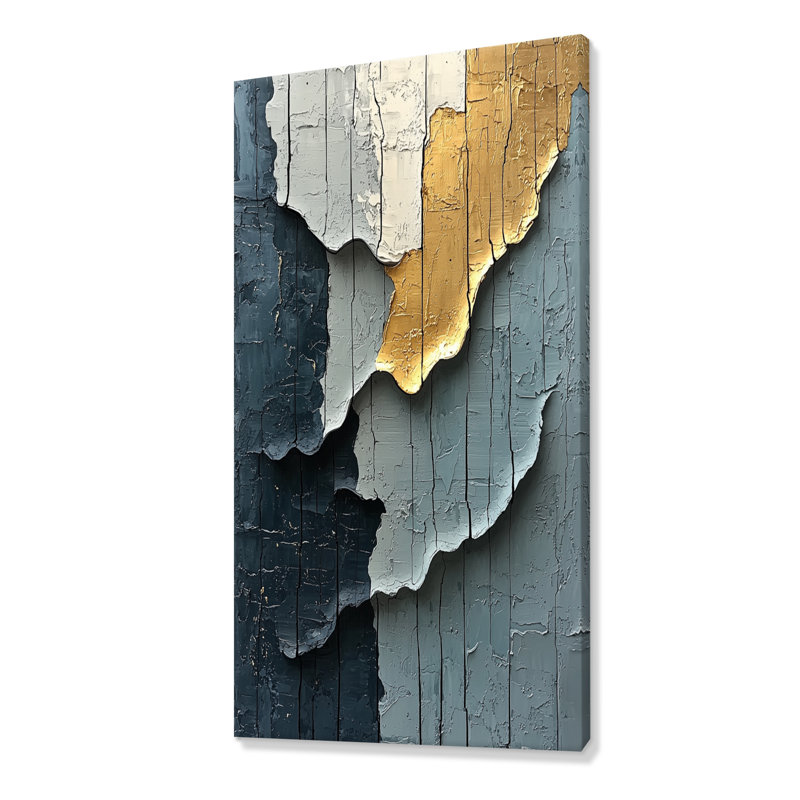 «Skiles Gold Grey», art mural moderne encadré, H 60 po x l 28 po, Toile tendue, Ne s’applique pas