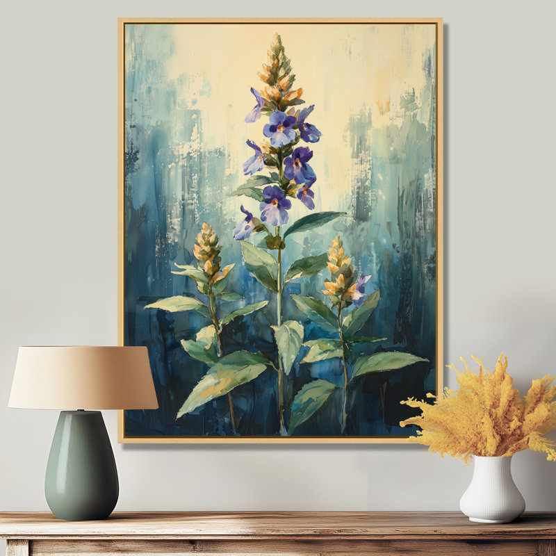 Herbal Serenity in Green Pastels Impressionist II - Herbs, art mural, H 32 po x l 24 po, Impression encadrée flottante