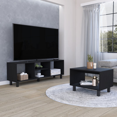 Eclipse Living Room Duo Set With TV Stand And Coffee Table With Steel Accents, TV Stand
