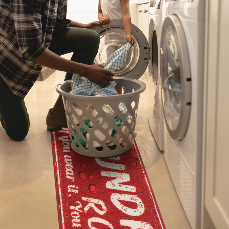 Non-Slip Rubberback Red Laundry Room Runner Rug