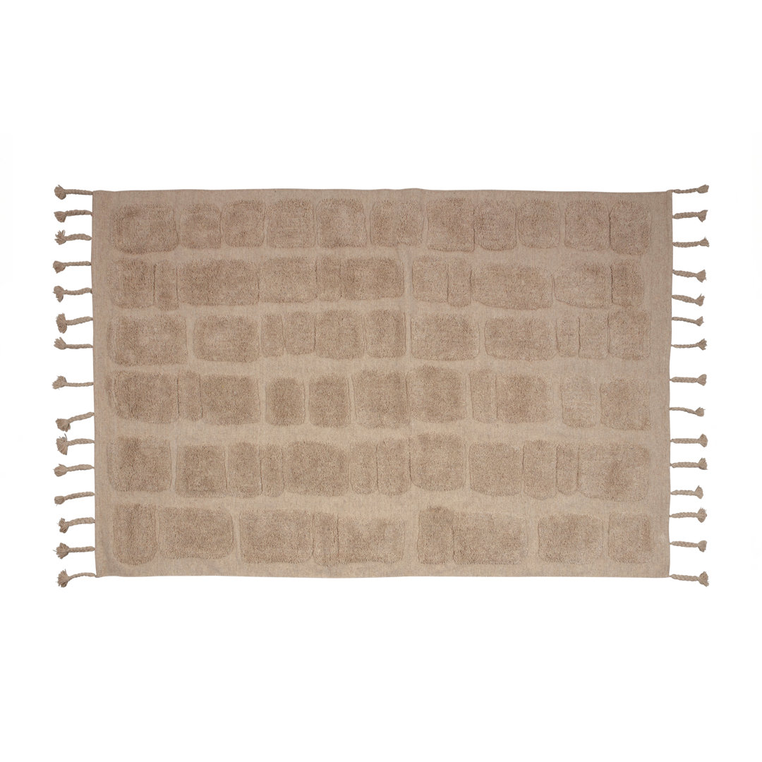 Teppich Bricks aus Wolle und Baumwolle in Beige