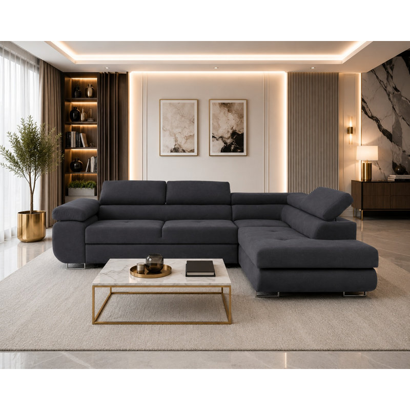 Flavius Corner Sofa Bed, Right Hand Facing, Charcoal
