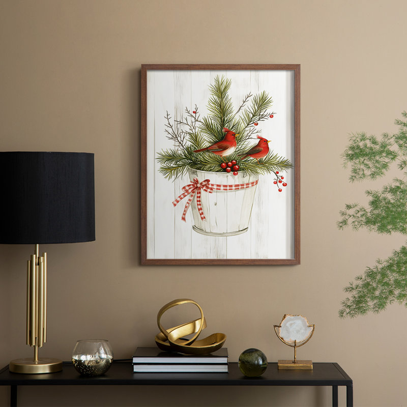 «Christmas Holiday Art CIXIX», reproduction encadrée - bois massif, H 21 po x l 17 po, Noyer