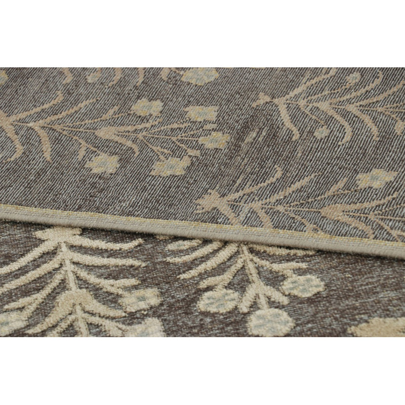 Rug & Kilim’S Block Print Rug Design In Brown With Beige Floral Patterns, Rectangle 10' x 14'