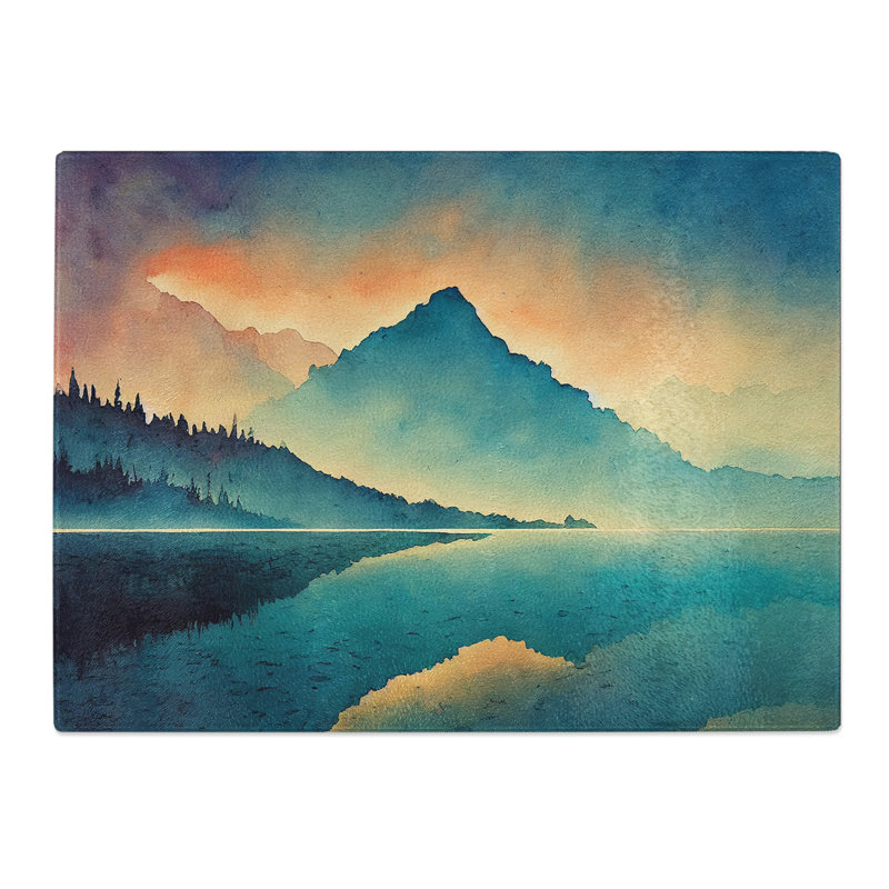 Magical Mountain Lake  Glass Chopping Board