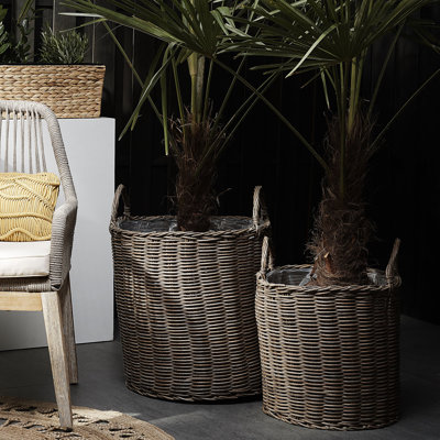 2-tlg. Übertopf-Set Barrett aus Rattan