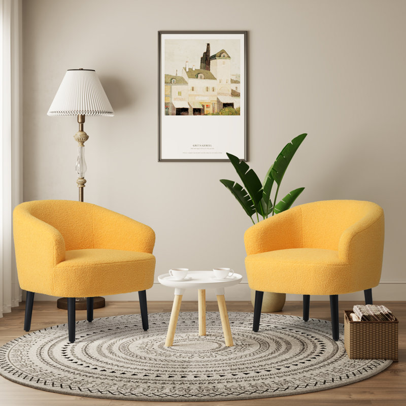 Fauteuil demi-tonneau Bayville, Mélange de polyester or