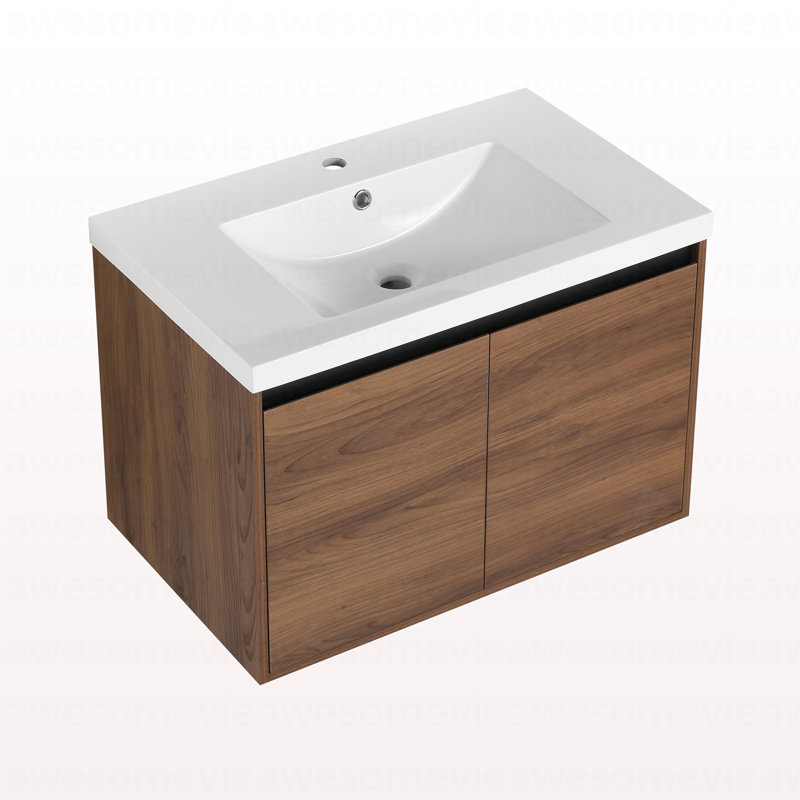 Ensemble de meuble-lavabo brun avec lavabo en résine 30 po et 2 portes, 30"