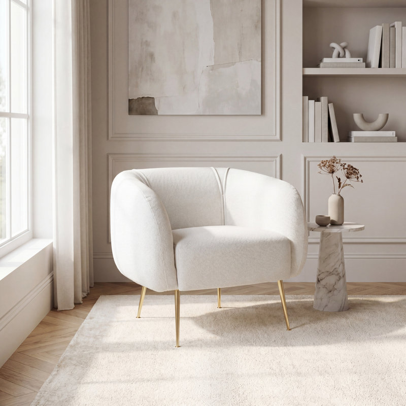 Alena Upholstered Armchair, Cream Linen Blend