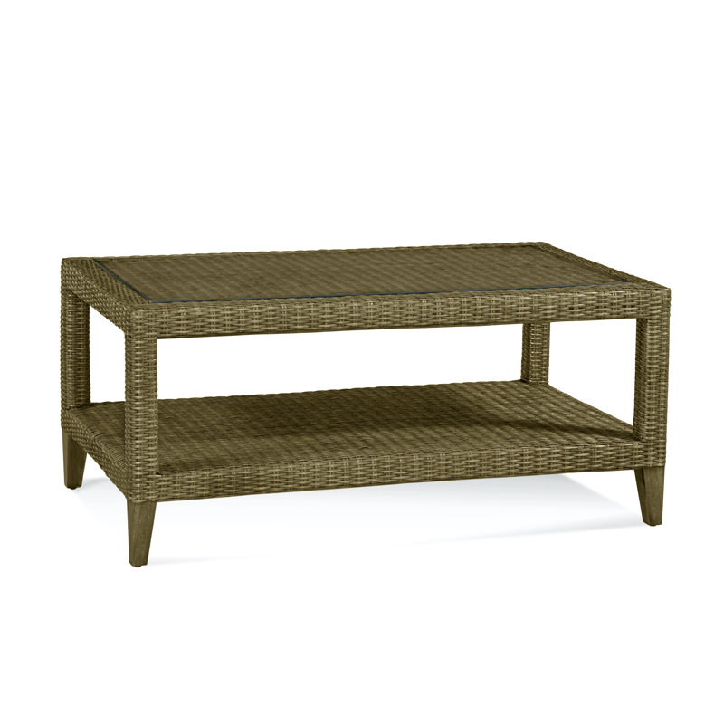 Long Beach Glass Top Coffee Table, Brass