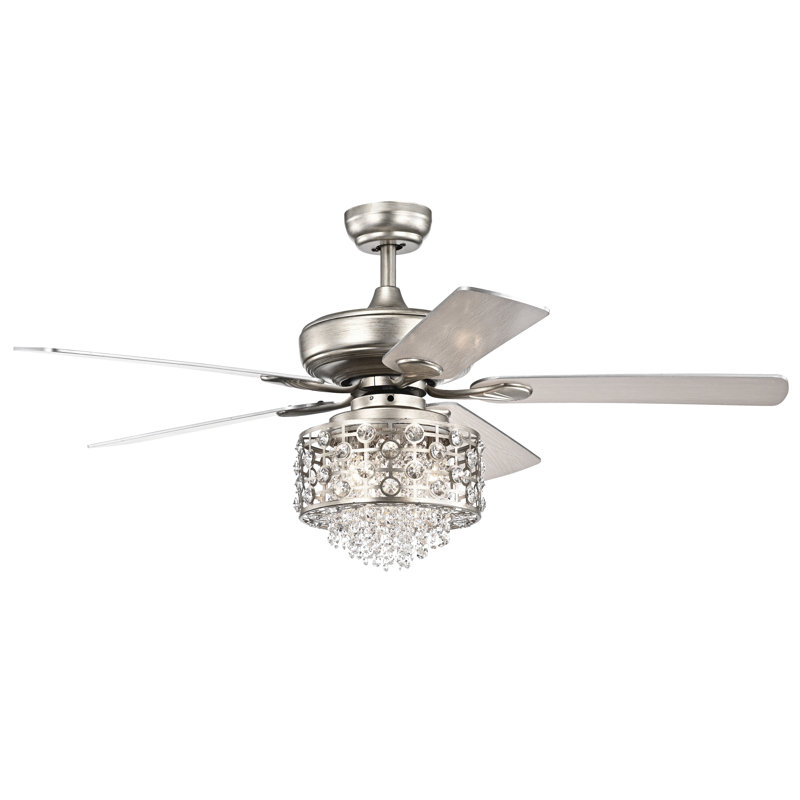Ventilateur de plafond à 5 pales 52 po avec télécommande et ensemble d’éclairage inclus Vidaurri