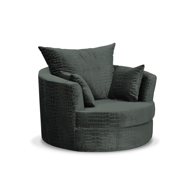Upholstered Swivel Armchair, Black