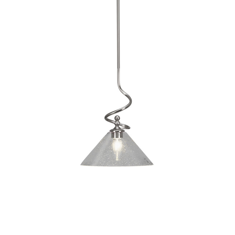 Mini-luminaire suspendu avec tige en verre transparent 10 po Fleurette, Nickel brossé