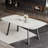 70.9" W Modern Faux Marble Dining Table with Four Carbon Steel Legs, Heat-Resistant Rock Slab Top for Dining Room, Industrial Style, Seat of 6-8-731473937