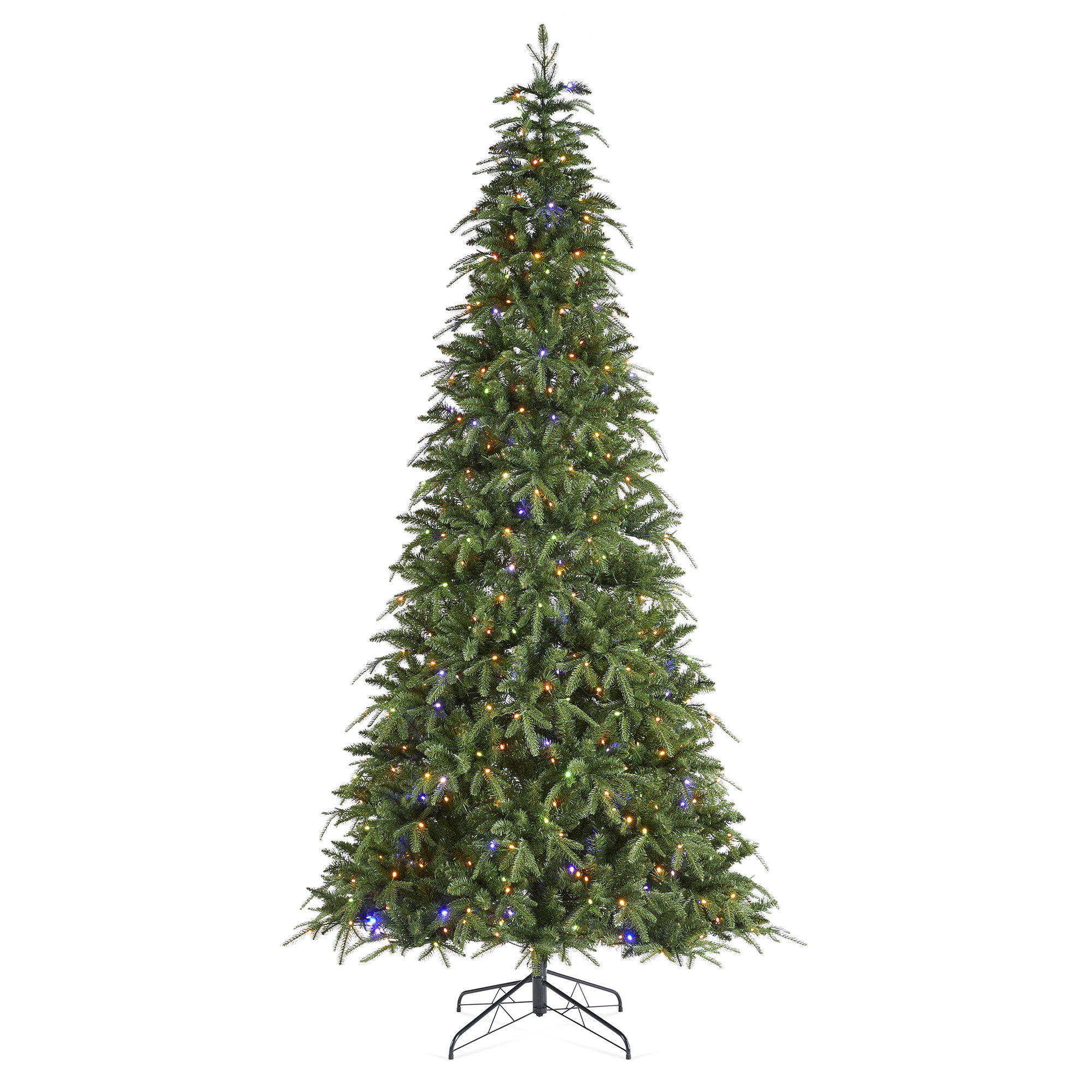 Radiant Evergreen Fir-11Ft Prelit Green Slim Fir Christmas Tree With Lights, 9'