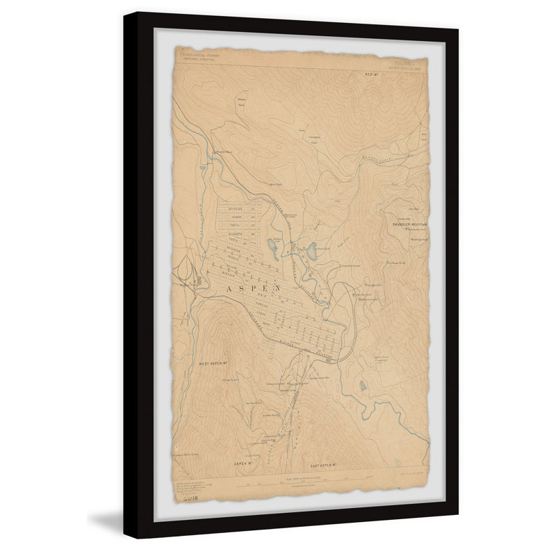 Carte d'Aspen, Colorado - Reproduction de photo encadrée sur papier, H 24 po x l 16 po x P 1,5 po