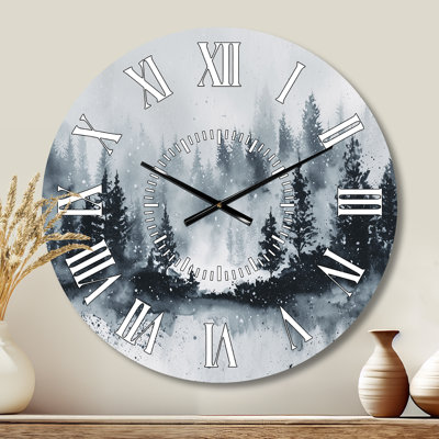 Horloge murale Misty Winter Forest