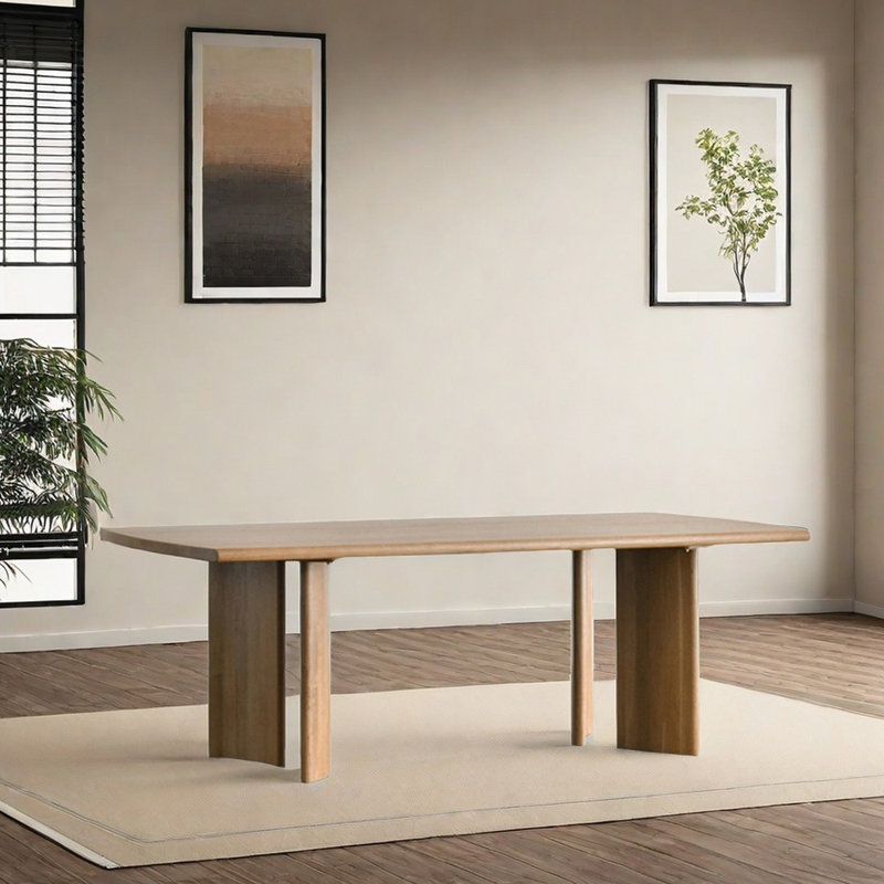 Table de salle à manger Niyathi, Marron clair, H 29,52 po x L 86,61 po x l 35,43 po