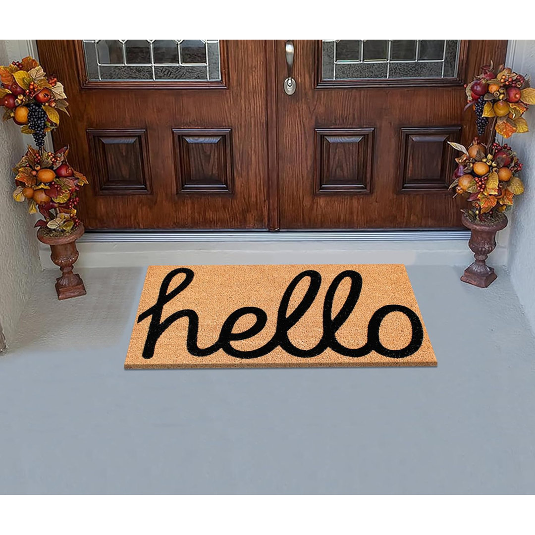Kenilworth Natural Coir Door Mat for Front Door, Anti-Shed Treated Durable Doormat, 24"x36" Orren Ellis Mat 