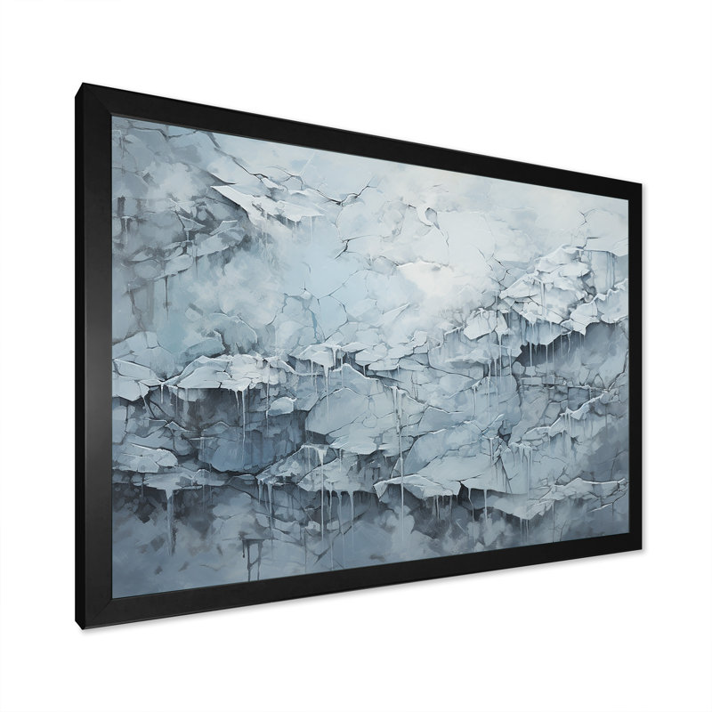 Carte du monde glaciaire sur toile, Cadre simple noir, H 30 po x l 40 po x P 1,5 po