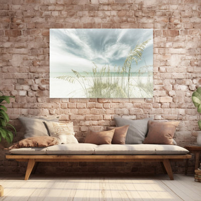 Heavenly calmness on the beach Retro Vintage Abstract Coastal Wall Art Print 1 Piece Wrapped Canvas Wall Art