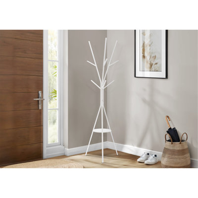Portemanteau, 72 po, chambre à coucher, vestibule, portemanteau, 6 crochets, métal blanc, contemporain, moderne