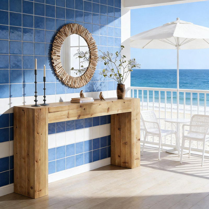 Table d'appoint en bois, table de couloir au design minimaliste, console, Brun