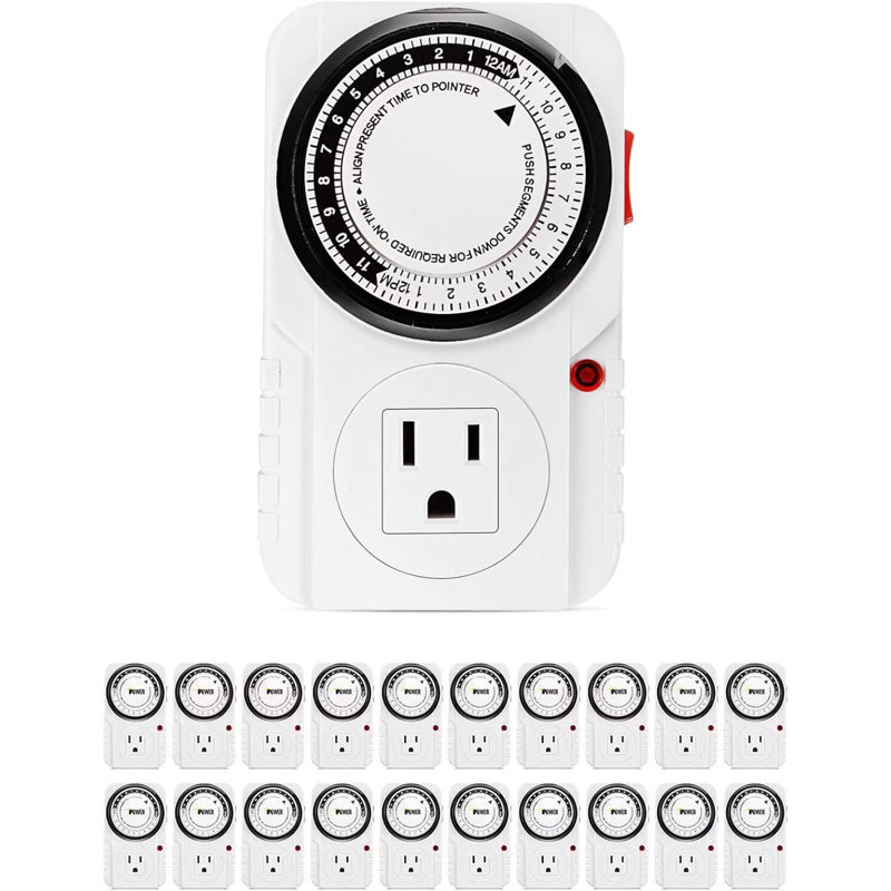 iPower 24 Hour Plug-in Timer, Mechanical Timer for Electrical Outlets Indoor, Home, Kitchen, Office, Appliances, 20 Pack