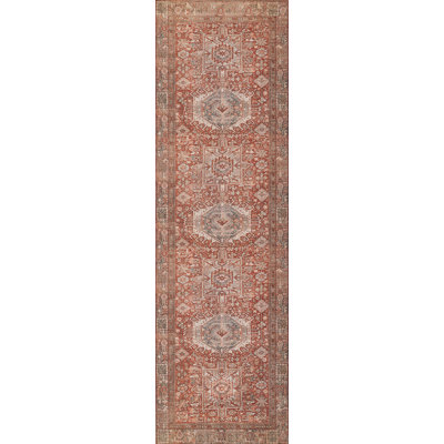 Tapis rouge en polyester Bungalow Rose