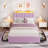 LED Upholstered Platform Bed with Storage Drawers & Wavy Headboard, No Box Spring Needed-1027090775-1027090770
