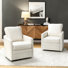 Alfonso 27" Wide Faux Leather Swivel Accent Chair with Removable Cushion