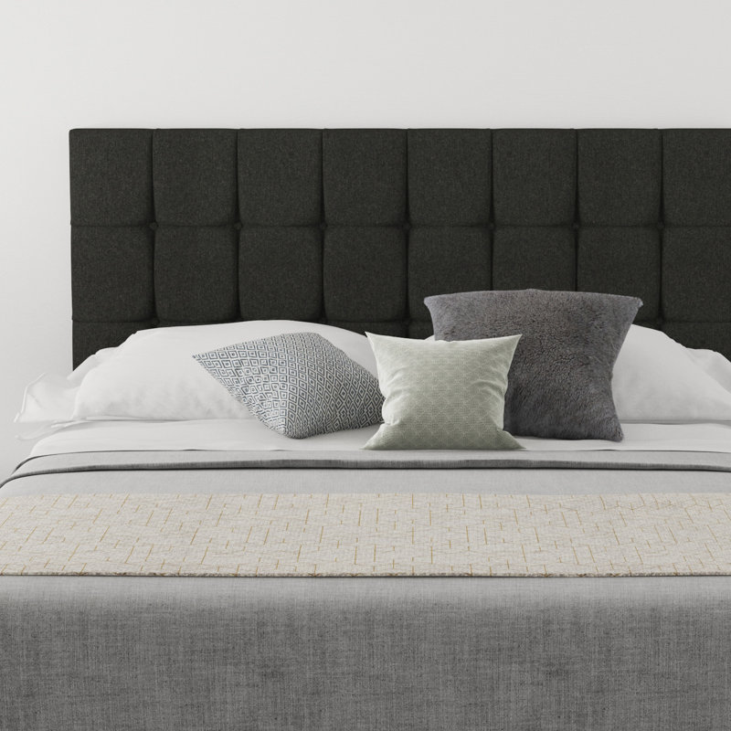 Wellington Upholstered Headboard, Single (3'), Tweed Charcoal
