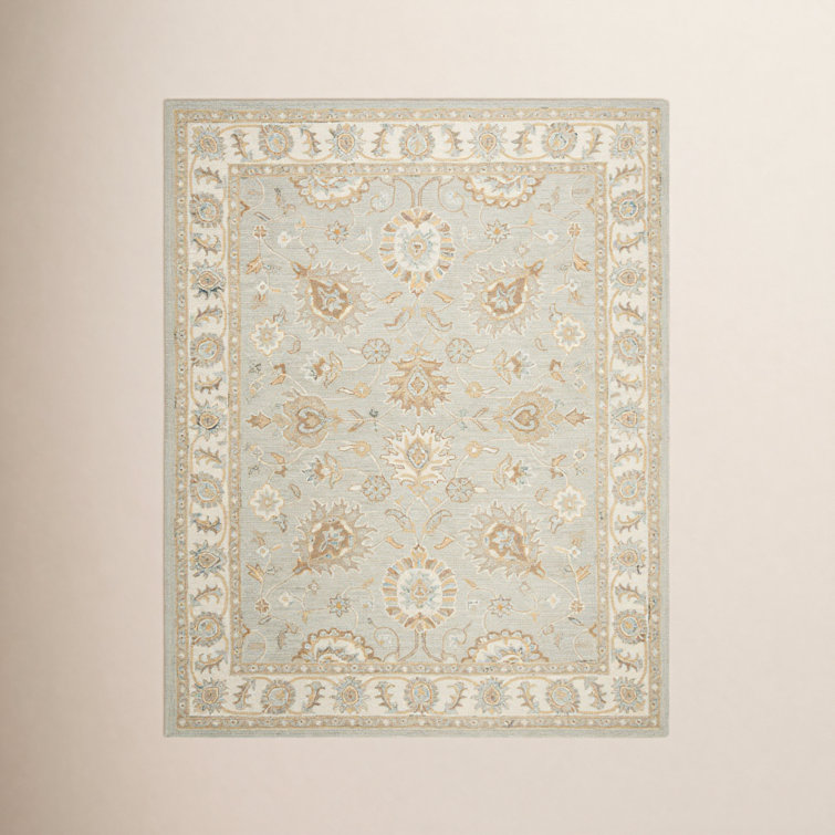 Desmondia Handmade Wool Aqua/Ivory Rug