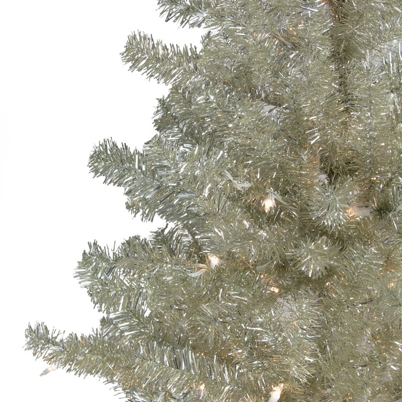 Arbre de Noël artificiel champagne transparent métallique 7 lumières claires
